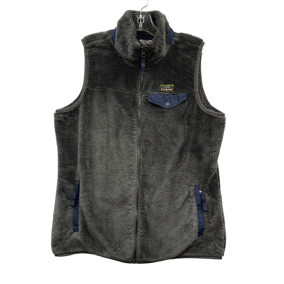 L.L Bean Women's Mountain Hi Pile Fleece Vest Full‎ Zip Pockets Jacket M - Picture 1 of 10
